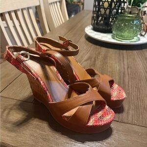 Call It Spring Brown and Red Wedges